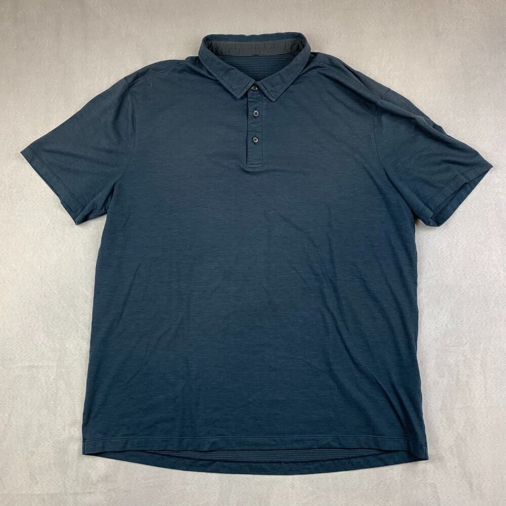 Lululemon Men Shirt XL Navy Blue Evolution Short-Sleeve Polo Performance Stretch